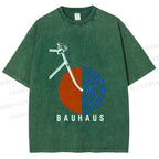 Unisex Bauhaus Bicycle Printed Washed Tee