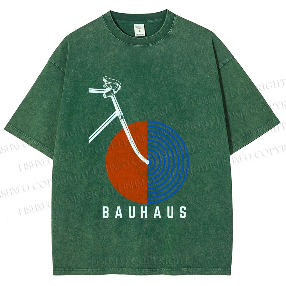 Unisex Bauhaus Bicycle Printed Washed Tee