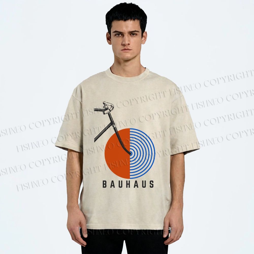 Unisex Bauhaus Bicycle Printed Washed Tee