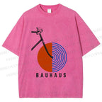 Unisex Bauhaus Bicycle Printed Washed Tee