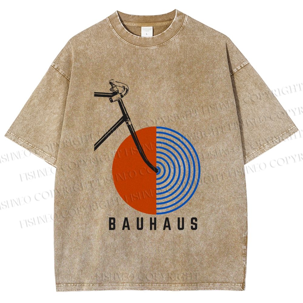 Unisex Bauhaus Bicycle Printed Washed Tee