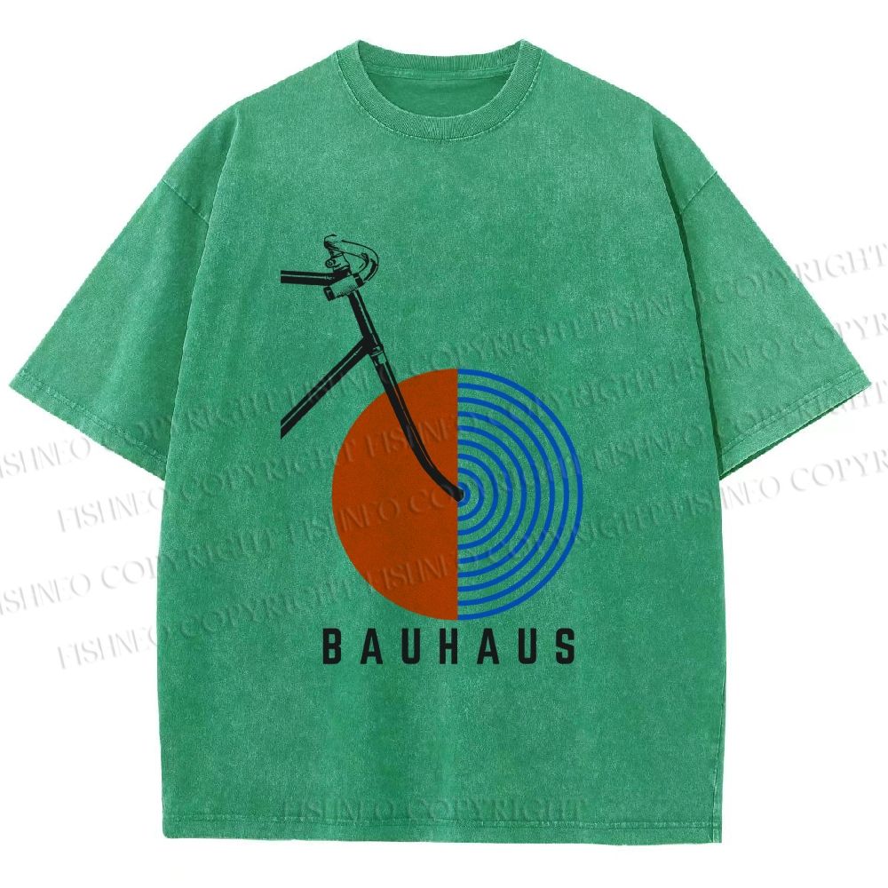 Unisex Bauhaus Bicycle Printed Washed Tee