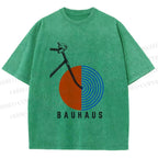 Unisex Bauhaus Bicycle Printed Washed Tee