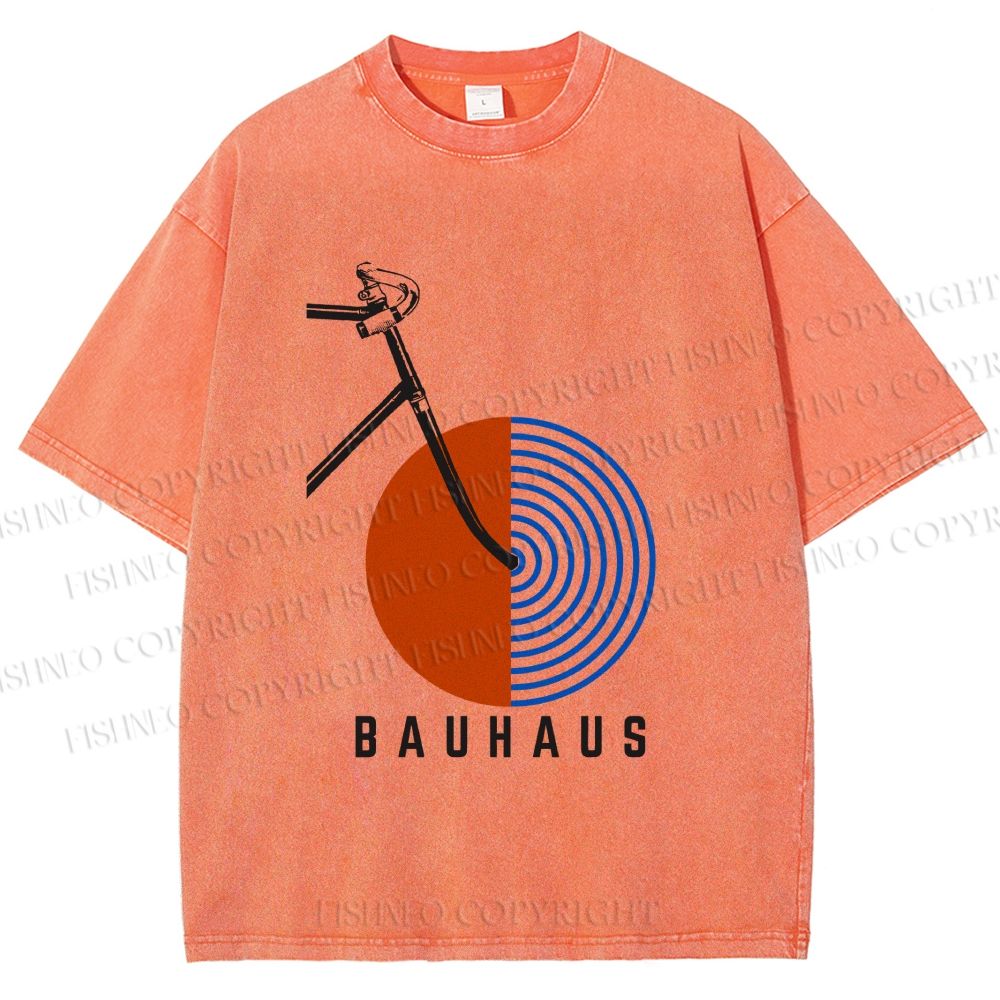 Unisex Bauhaus Bicycle Printed Washed Tee