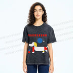 Unisex Bauhaus Dachshund Printed Washed Tee