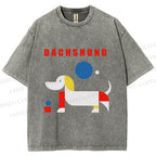 Unisex Bauhaus Dachshund Printed Washed Tee