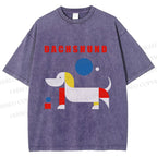 Unisex Bauhaus Dachshund Printed Washed Tee