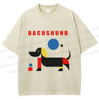 Unisex Bauhaus Dachshund Printed Washed Tee