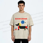 Unisex Bauhaus Dachshund Printed Washed Tee