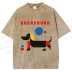 Unisex Bauhaus Dachshund Printed Washed Tee