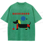 Unisex Bauhaus Dachshund Printed Washed Tee