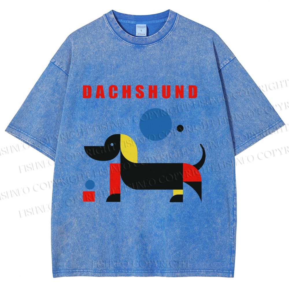 Unisex Bauhaus Dachshund Printed Washed Tee