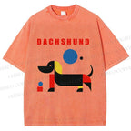 Unisex Bauhaus Dachshund Printed Washed Tee