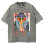 Unisex Yayoi Kusama Monkey Printed Washed Tee