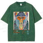 Unisex Yayoi Kusama Monkey Printed Washed Tee
