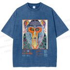 Unisex Yayoi Kusama Monkey Printed Washed Tee