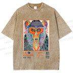 Unisex Yayoi Kusama Monkey Printed Washed Tee