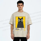 Unisex Yayoi Kusama Cat Printed Washed Tee