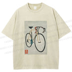 Unisex Retro Bicycle Printed Washed Tee
