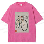 Unisex Retro Bicycle Printed Washed Tee