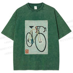 Unisex Retro Bicycle Printed Washed Tee