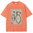 Unisex Retro Bicycle Printed Washed Tee