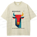 Unisex Bauhaus Geometric Bull Printed Washed Tee