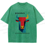 Unisex Bauhaus Geometric Bull Printed Washed Tee