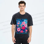 Unisex Yayoi Kusama Rose Printed Washed Tee