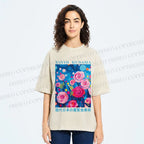 Unisex Yayoi Kusama Rose Printed Washed Tee
