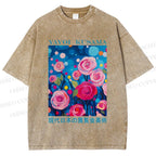 Unisex Yayoi Kusama Rose Printed Washed Tee