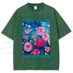 Unisex Yayoi Kusama Rose Printed Washed Tee