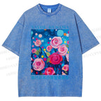 Unisex Yayoi Kusama Rose Printed Washed Tee