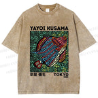 Unisex Yayoi Kusama Fish With Dots Printed Washed Tee