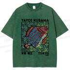 Unisex Yayoi Kusama Fish With Dots Printed Washed Tee