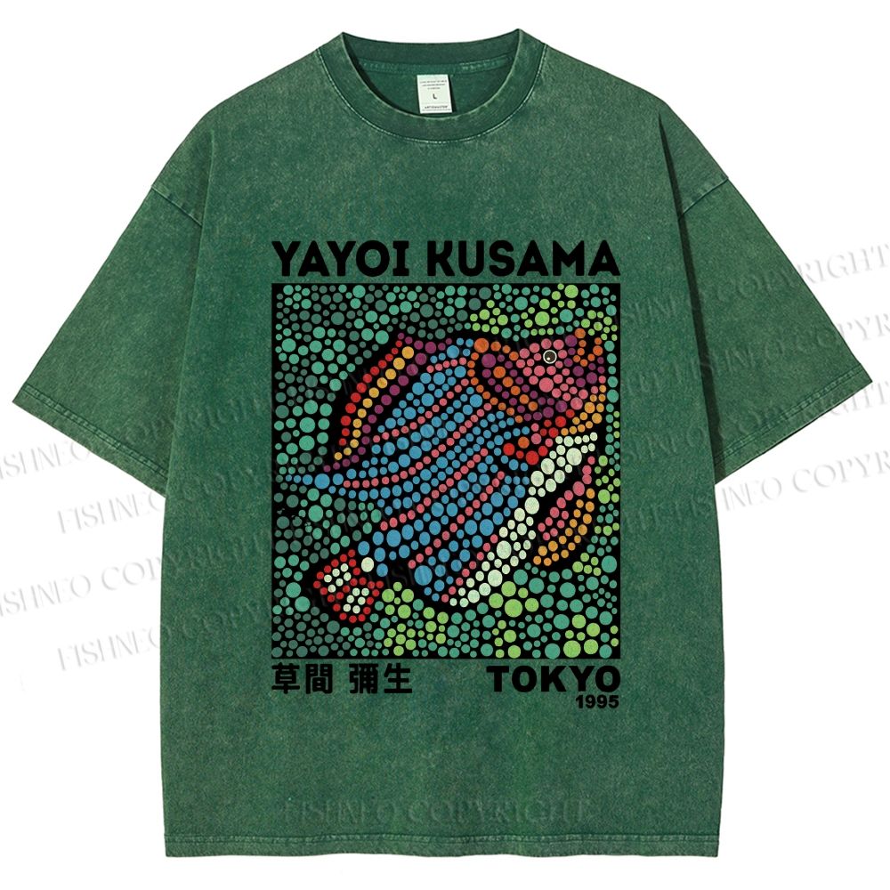 Unisex Yayoi Kusama Fish With Dots Printed Washed Tee