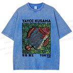 Unisex Yayoi Kusama Fish With Dots Printed Washed Tee