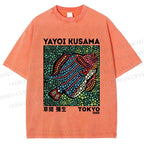 Unisex Yayoi Kusama Fish With Dots Printed Washed Tee