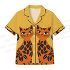 Floral Cat Crew Neck Pajama sets