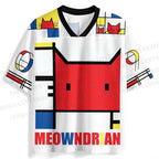 Mondrian Cat Printed Jersey Shirts