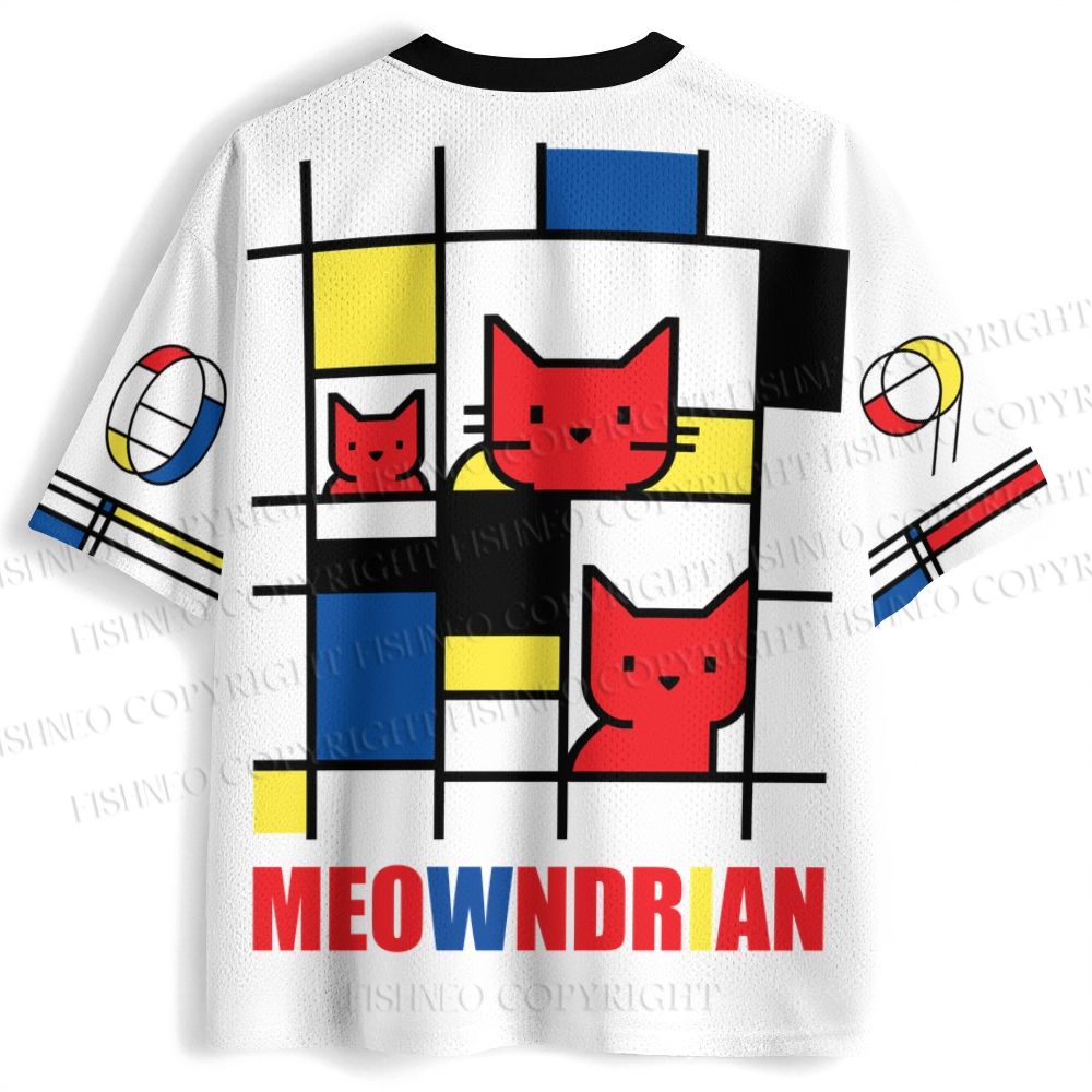 Mondrian Cat Printed Jersey Shirts