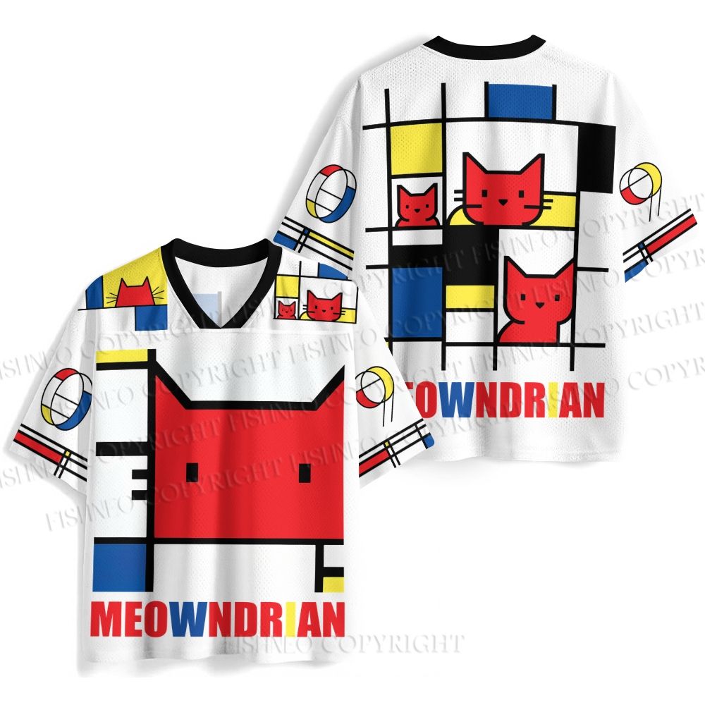 Mondrian Cat Printed Jersey Shirts