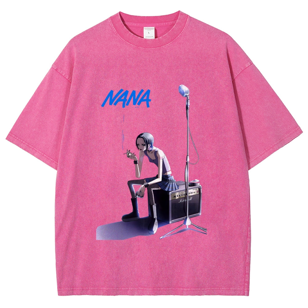 Nana Smoking Girl Washed T-Shirt