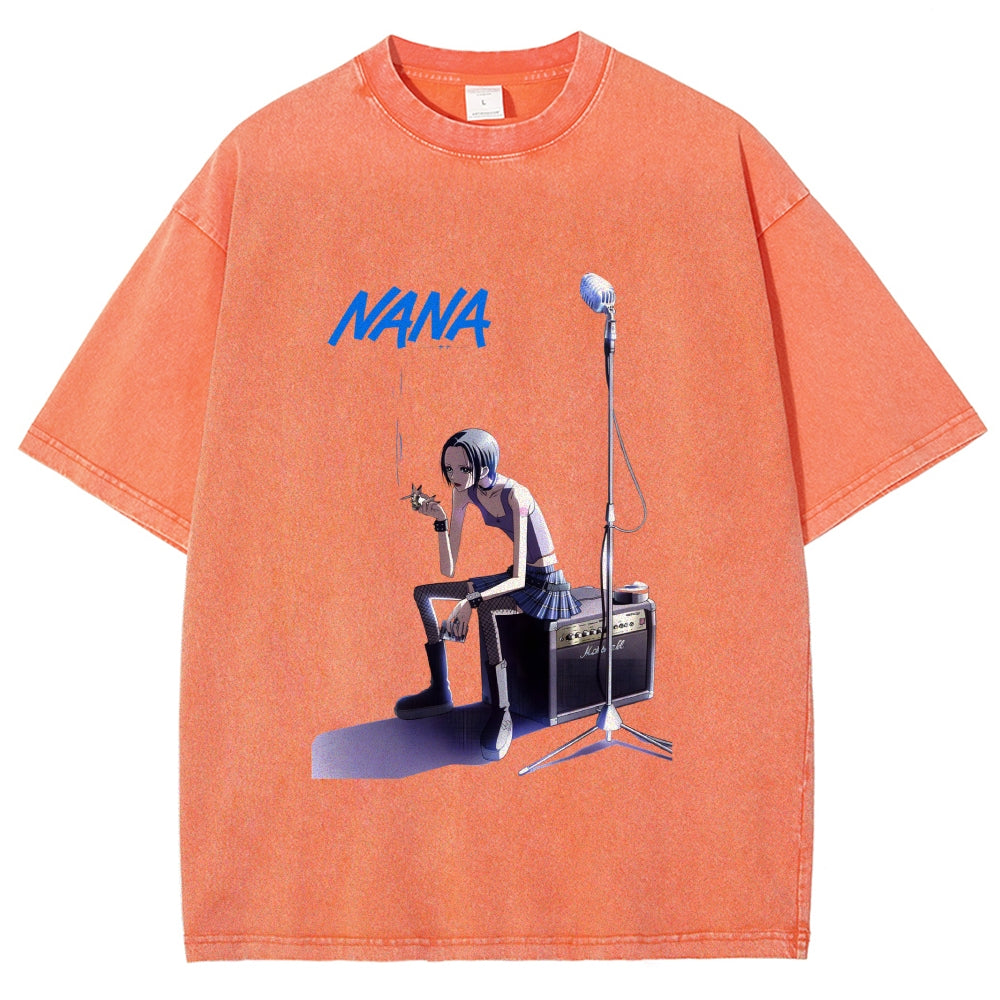 Nana Smoking Girl Washed T-Shirt
