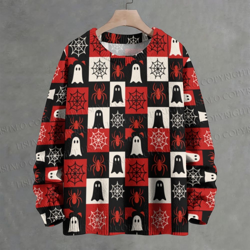 Spooky Grid Crew Neck Sweater