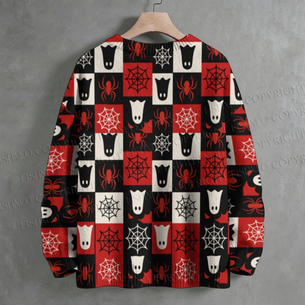 Spooky Grid Crew Neck Sweater