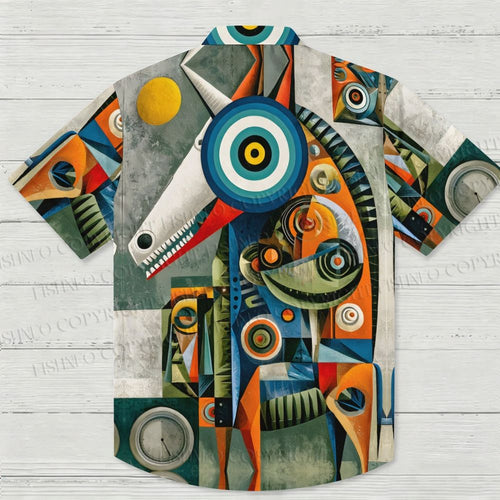 Abstract Geometric Unicorn Printed Hawaiian Shirt