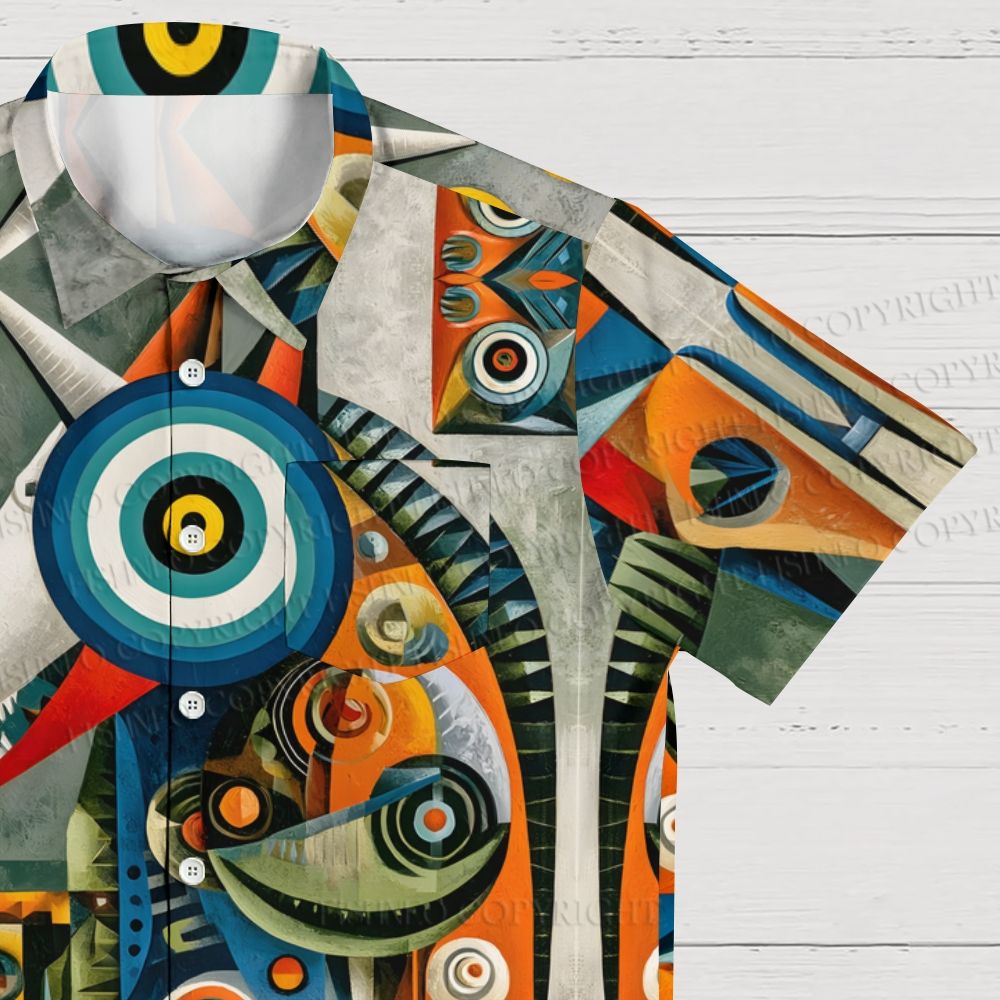 Abstract Geometric Unicorn Printed Hawaiian Shirt