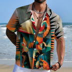 Abstract Geometric Monster Printed Hawaiian Shirt