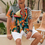 Abstract Geometric Monster Printed Hawaiian Shirt